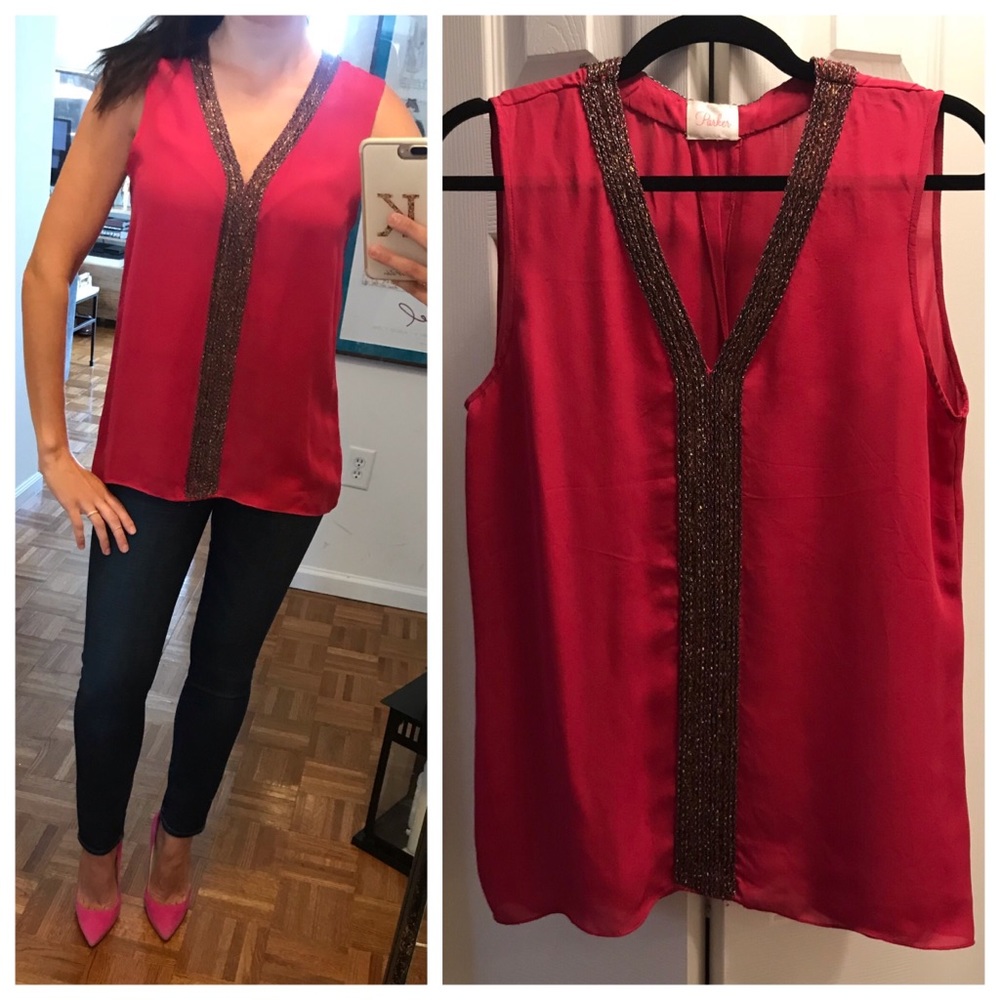 Parker Pink & Silver Chain Embellishment Tank Top